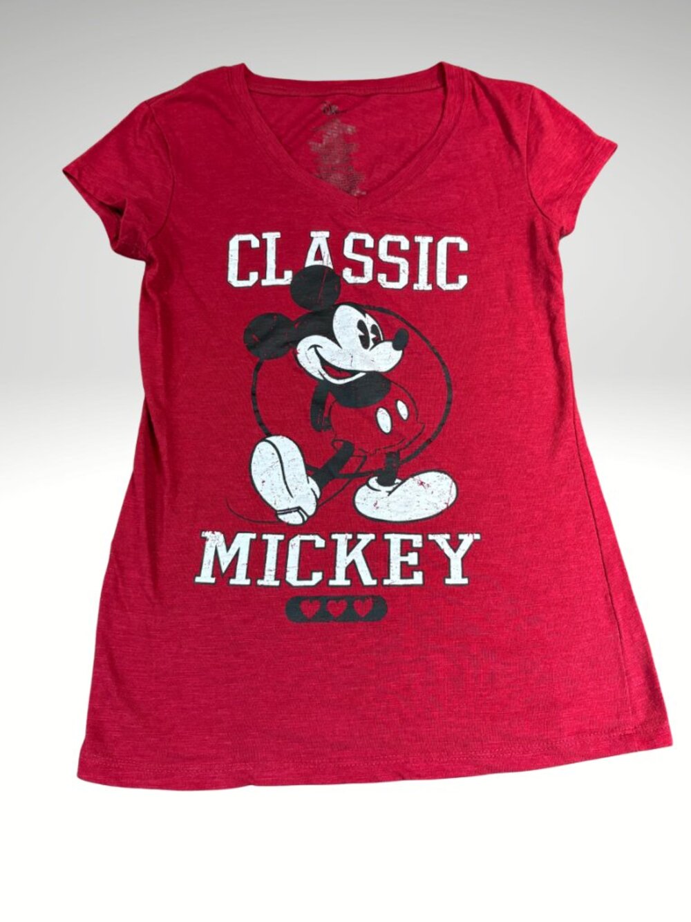 Disney Classic Mickey Mouse Distressed Graphic Tee Red Juniors M (SKU: 166G)